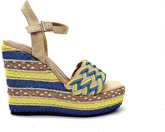 Ex&eacute; Womens Naomi 958 Wedge Sandal In Blue/yellow Multi