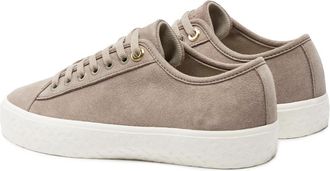 HUGO BOSS Womens Aiden Tennis Low-Top Sneaker Beige Suede Rubber