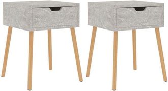 vidaXL Vidaxl - Mesitas De Noche 2 Uds Madera De Ingenier&iacute;a Gris Hormig&oacute;n