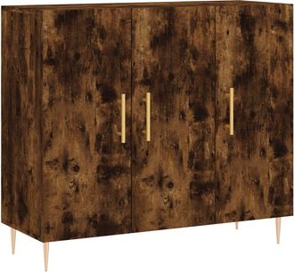 vidaXL Aparador De Madera De Ingenier&iacute;a Roble Ahumado 90x34x80 Cm Vidaxl