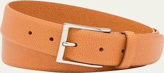 Simonnot Godard Mens Galuchat Grained Leather Belt, 35mm