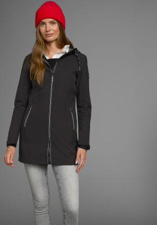 Polarino Softshellmantel POLARINO, Damen, Gr. 34, schwarz, Obermaterial: 94% Polyester, 6% Elasthan. Futter: 100% Polyester, ca. Mitte Oberschenkel, M&auml;ntel Sof