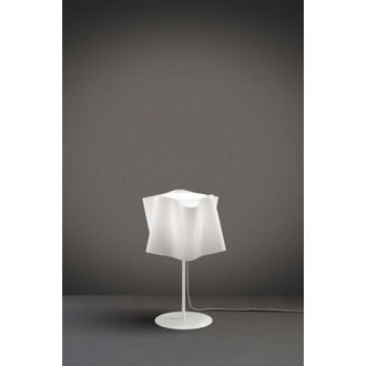 Linea Zero L&aacute;mpara De Mesa Con Base Y Tija Met&aacute;lica Pantalla Folio Blanco Di&aacute;metro 25x H37 Cm