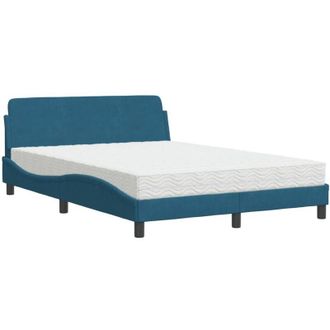 vidaXL Cama Con Colch&oacute;n Azul Terciopelo 120x200 Cm Vidaxl