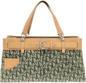 Dior Pre-owned Canvas Leather Handbag - Dames - Vintage Handtas - Groen - ONE Size - Leer - Vintage