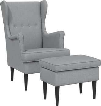 vidaXL Sill&oacute;n Con Pouf 2 Uds. Gris Claro Tela Vidaxl