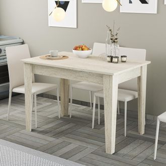 Dmora Mesa Fija Zane, 6 Plazas, Rectangular, Soporta 120 Kg, 110x72x75h Cm Beige M&aacute;rmol