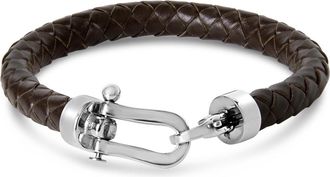 Bruno Magli Mens Chorded Leather Bracelet, Mahogany
