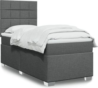 vidaXL Vidaxl - Cama Box Spring Con Colch&oacute;n Tela Gris Oscuro 90x190 Cm