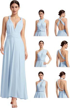 Ever-pretty Multiway Bridesmaid Dress Maxi Dress with Bandeau Infinity Evening Gown Sky Blue One Size Plus