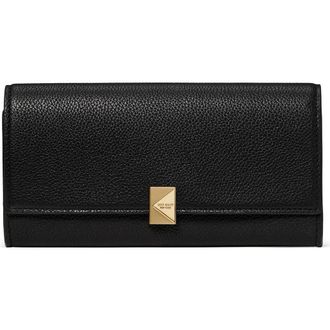 Kate Spade New York deco large pebbled leather flat wallet in Black at Nordstrom