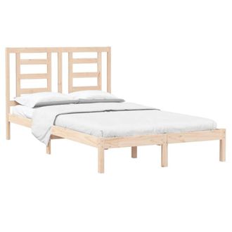 Berkfield Home Beautiful Bed Frame Solid Wood 120x190 cm Small Double in Natural