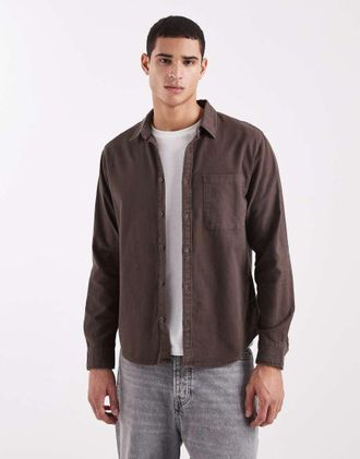 Cotton On Camicia a maniche lunghe color cioccolato slavato-Marrone