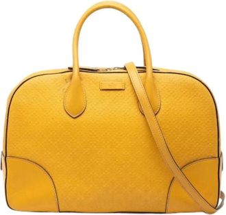 Gucci Pre-owned Bright Satchel - Dames - Vintage Handtas - Geel - ONE Size - Leer - Vintage