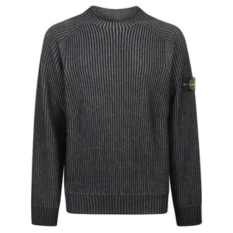 Stone Island Loose-fit trui met ronde hals en raglanmouwen - Heren - Truien - Zwart - Maat: 2XL Kasjmier
