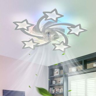 OEM Ventilador De Techo Rgb Con Luz Y Control Remoto Por Aplicaci&oacute;n, L&aacute;mpara De Techo Para Dormitorio Infantil, Reversible, 6 Velocidades, Regulable, Con 