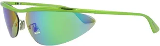 Bottega Veneta Shield Semi-Rim Mirror Lens Sunglasses - Green