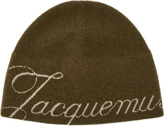 Jacquemus Le Bonnet Atelier Logo-intarsia Wool-blend Beanie - Khaki - One Size