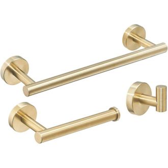 OEM [nunca Usado]conjunto De Accesorios De Ba&ntilde;o Con Toallero, 1 Gancho Para Toalla Y 1 Portarrollos De Papel Higi&eacute;nico En Acero Inoxidable Dorado Cepillad