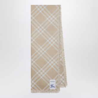 Burberry Beige/ecru Check silk and wool scarf