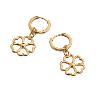 Whistles Flower Outline Hoop Earrings - Gold