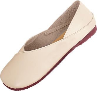 Generic Beige Womens Versatile Dual-Wear Flats with Rounded Toe Design for Everyday Comfort and Easy Style Transition