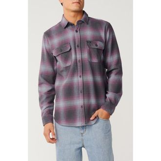 Rip Curl Count Plaid Cotton Flannel Button-Up Shirt in Charcoal Grey at Nordstrom, Size Xx-Large