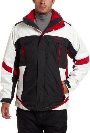 Columbia Mens Bugaboo Parka (Sea Salt/Coal/Intense Red, Large)