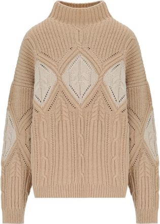 Twinset Crater Turtleneck Jumper - Dames - Coltruien - Beige - XS - Wol - Truien & Vesten