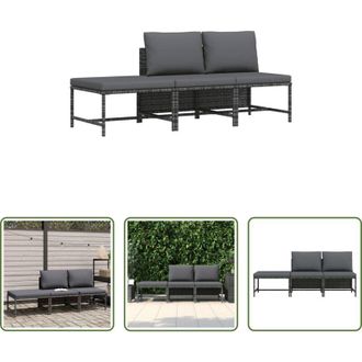 vidaXL vidaXL Divani in rattan - Set Divani da Giardino 3 pz con Cuscini Grigio in Polyrattan