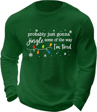 Generic Christmas Shirt Mens Jumper Funny Xmas Probably Just Gonna Jingle Some Of The Way Im Tired Letter Printed Mens Tshirts Long Sleeve Crew Neck Tops Holi