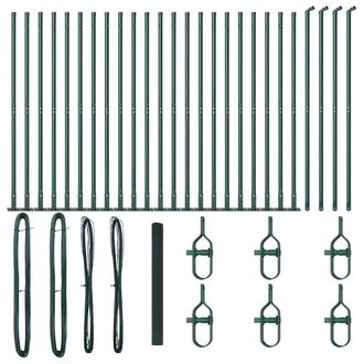 Berkfield Home Welded Wire Fence with 13 Flanged Posts Green 1.5x50 m Steel