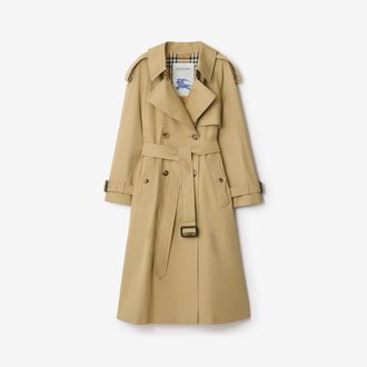 Burberry Long Gabardine Fitzrovia Trench Coat, Size: 02