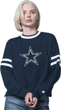 Starter Womens Starter Navy Dallas Cowboys Rally Drop Shoulder Cropped Sweatshirt at Nordstrom, Size Xx-Large