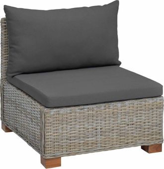 vidaXL Sof&aacute; Medio Con Cojines Gendt Rat&aacute;n Natural Gris Kubu Vidaxl
