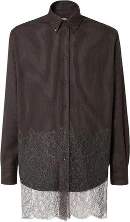 Fendi Bruine wollen knoopshirt Made in Italy - Heren - Casual Overhemden - Bruin - M - Wol - Overhemden