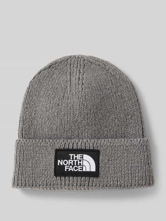 The North Face Beanie in Strick-Optik mit Logo-Patch Modell Box in Mittelgrau Melange, Größe 1