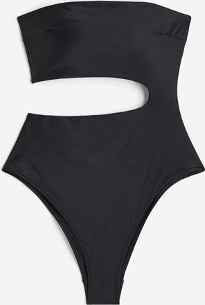 H&M Bandeau-Badeanzug High Leg - Schwarz