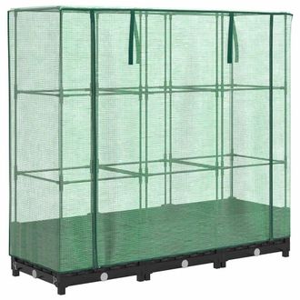 Berkfield Home Raised Bed with Greenhouse Cover Rattan Look 120x40x123 cm in Black | Size: 120 x 40 x 123 cm
