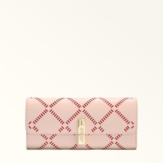 Furla Iride Continental Wallet Xl Dusty Pink Pink Perforated Ares Textured Leather Woman
