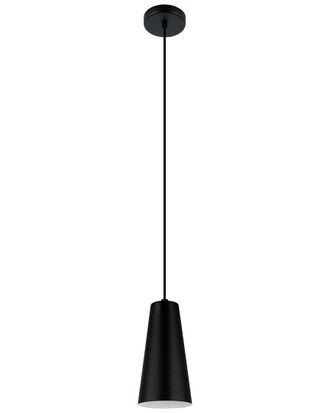 Eglo Eglo Pratella 1 Light Mini Pendant With Black Finish & Black & White Metal Shade