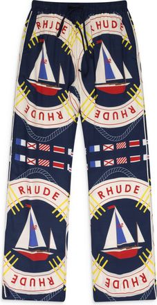 Rhude BLUE FLAG SAIL SILK TRACK PANTS