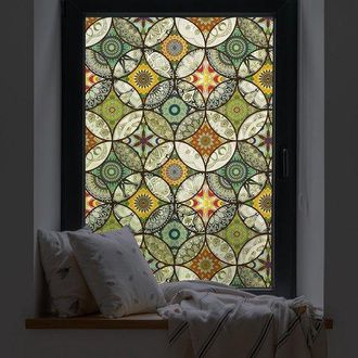 No Brand L&aacute;mina Decorativa Para Ventanas Con Efecto Vitral, Incluye Herramientas, Adhesivo Electrost&aacute;tico Anti-uv Para Control De Calor, Sin Pegamento, Para Ba