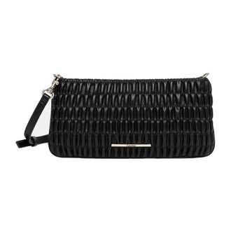 Calvin Klein Shoulder Bags, female, Black, Size: ONE SIZE Rouched Zip Top Bag