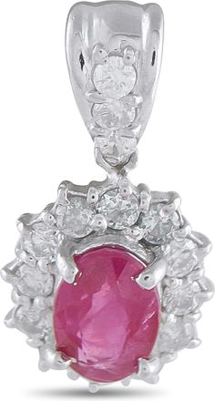Luxury Bazaar Platinum 0.51ct Diamond and Ruby Pendant MF05-101525