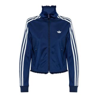 adidas Sweatshirt met opstaande kraag - Dames - Vesten met rits - Blauw - S - Leer - Hoodies & sweatvesten