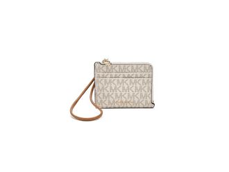 Michael Kors Jet Set Small Card Case Wristlet Womens Handbags Vanilla/Acorn : SM, Polyester