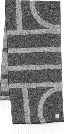 Toteme Black Monogram Wool Scarf