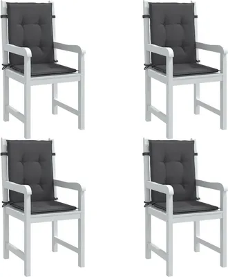 vidaXL Cojines Silla Respaldo Bajo 4 Ud Tela Gris Antracita Melange Vidaxl