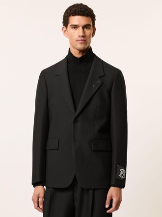 Reiss Black Monogram Relaxed Single-breasted Blazer, 38R